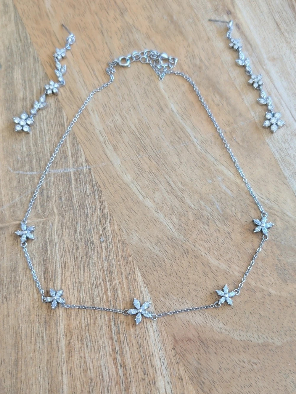Floral Crystal Necklace & Earrings Set